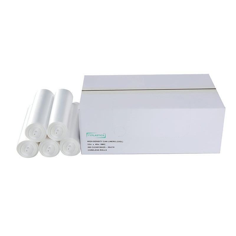 TYPLASTICS 33 Gallon Clear Trash Can Liners - 33" x 40" - High Density Garbage Bags - Case of 500 - Multipurpose for Office, Outdoor, Recycling, Industrial and Commercial - Image 4